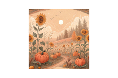 Golden Hour Sunflower Field Seamless Pattern, Digital Paper Product Image 6