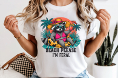 Beach Please I'm Feral PNG, Funny Raccoon Summer Sublimation Product Image 6