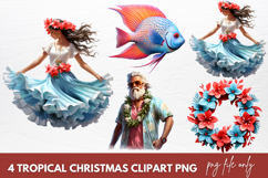 Tropical Christmas Clipart Png Sublimation Product Image 1