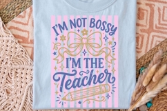 I'm Not Bossy I'm The Teacher Png, Retro Striped Teacher Png Product Image 4
