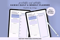 Kawaii Aesthetic Weekly &amp; Daily Planner Canva Template Product Image 1