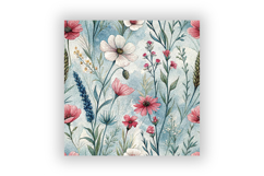Watercolor Wildflowers Seamless Pattern, Soft Botanical Product Image 6