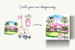 Coquette Pink Golf Vintage Golf Club Watercolor Clipart Product Image 7