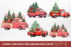 Red Christmas Truck Sublimation Clipart Product Image 1