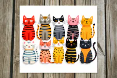 Colorful Cats | 4 Skinny tumbler sublimation designs PL2 Product Image 2