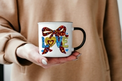 LOVE Valentine Glitter Bow Sublimation PNG | Pink &amp; Gold Product Image 5