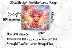 Tropical Highland Cow 20 OZ Skinny Tumbler Wrap Sublimation. Product Image 5