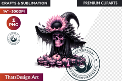 Pink and Black Gothic Halloween Skulls Clipart, pastel goth Product Image 1
