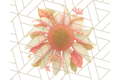Fall Foliage Clipart PNG, Pink and Green Leaves Product Image 2