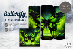 Neon Butterfly Tumbler wrap fantasy toxic green Butterfly Product Image 1