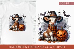 halloween Highland Cow Clipart, halloween Cow sublimation Product Image 1