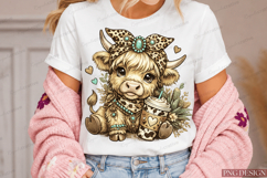 Cute Highland Cow PNG Design | Boho Cow Coffee Sublimation Product Image 6