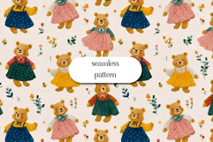 Cute Teddy Bears Seamless Pattern, Kids Nursery Design Product Image 1