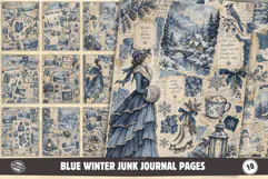 Blue Winter Junk Journal Pages Product Image 1