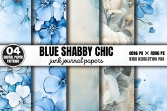Blue Shabby Chic Junk Journal Paper PNG Product Image 1