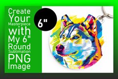Bright Abstract Dog Pattern Round Design Keychain Product Image 1