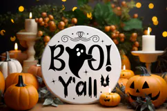 BOO Y’all Round Sign SVG | Halloween Round Sign SVG Product Image 2