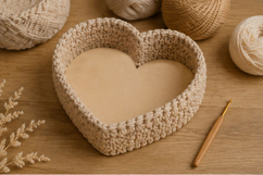 Basket bottom heart 10 inch 25 cm with crochet holes files Product Image 6