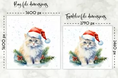 Watercolour Cat Lunch Bag Print | Christmas Lunch Bag Product Image 2