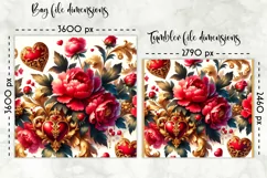 Vintage Floral Lunch Bag Design | Baroque Peony Flowers Product Image 2