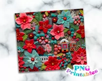 3D Christmas 20 oz Skinny Tumbler Wrap Product Image 2