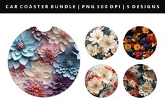 Flower Keychain And Car Coaster Sublimation Design Product Image 1