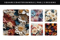 Flower Square Coaster Design | Square Coaster PNG Product Image 1