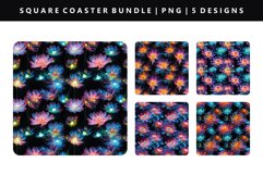 Flower Square Coaster Design | Square Coaster PNG Product Image 1