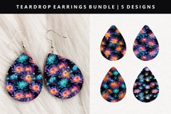 Flower Teardrop Earring Sublimation PNG Design Product Image 1