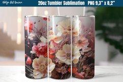 3D Flower 20 OZ Skinny Tumbler Sublimation Product Image 1