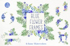 Blue Flower Watercolors Frames. Floral clipart Product Image 1