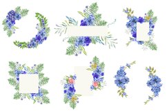 Blue Flower Watercolors Frames. Floral clipart Product Image 4