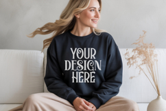 Black Gildan 18000 Sweatshirt mockup Product Image 1