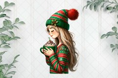 Girl Enjoy Hot Drink Clipart Product Image 1
