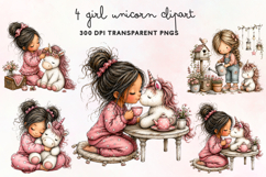 Girl Unicorn Clipart PNG Product Image 1