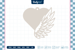 Angel Wing Heart Earrings Laser Cut SVG Product Image 1