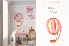 Hot air balloon pink watercolor Product Image 6