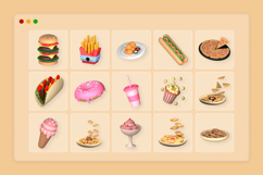 Chubby 3D Fast Food Icon Set Product Image 6