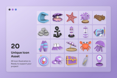 Coastal Life 3D Icon Set Product Image 6