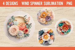 3D Papercat Flower Wind Spinner Sublimation PNG Product Image 1