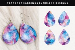 Alcohol Ink Teardrop Earring Sublimation PNG Design Product Image 1