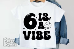 6 Is A Vibe SVG - 6th Birthday Retro - Six Birthday Boy PNG Product Image 1