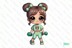 Little Girl With Gym Sublimation Clipart Product Image 1