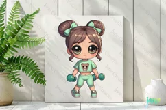 Little Girl With Gym Sublimation Clipart Product Image 2