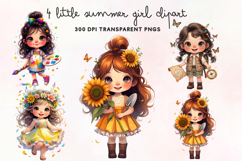 Little Summer Girl Clipart PNG Product Image 1