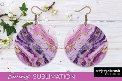 Marble Texture Round Earring Sublimation, Abstract Earrings Product Image 1