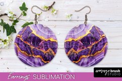 Marble Texture Round Earring Sublimation, Abstract Earrings Product Image 1