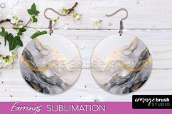 Marble Texture Round Earring Sublimation, Abstract Earrings Product Image 1