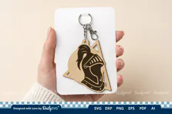 Medieval Helmet Geometric Keychain SVG | Knight Design Product Image 1