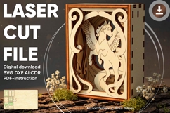 Decorative Box with Pegasus Fantasy Scene - Laser Cut File Product Image 1